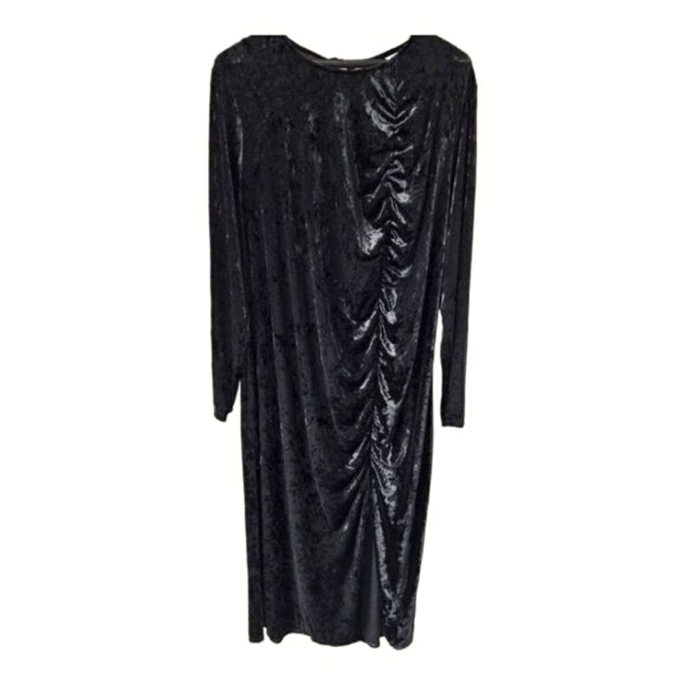 NEW FUTURE COLLECTIVE Plus Size Black Velvet Ruched Open Back A-Line Evening Dre